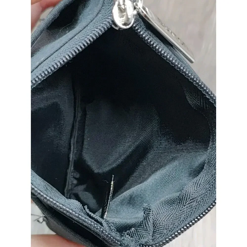Buxton Wallet ID Card Leather Black‎ compact minimalist Zip Pouch